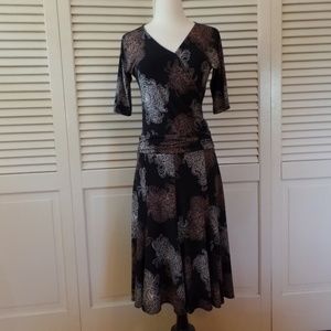 BCBGMaxazria Three Quarter Sleeve Print Dress